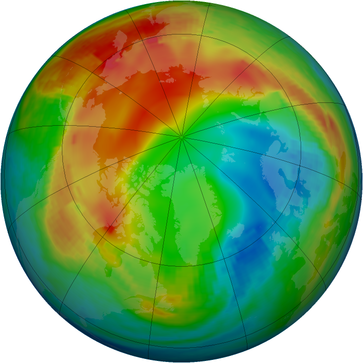 Arctic ozone map for 22 January 1992